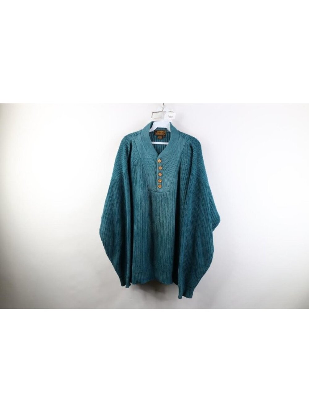 Vtg  90s Eddie Bauer Mens Large Tall Sun Faded Cotton Ribbed Knit Henley Sweater